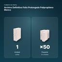 ARCHIVO DEFINITIVO FOLIO PROLONGADO POLIPROPILENO BLANCO - formato de venta: paquete de 50