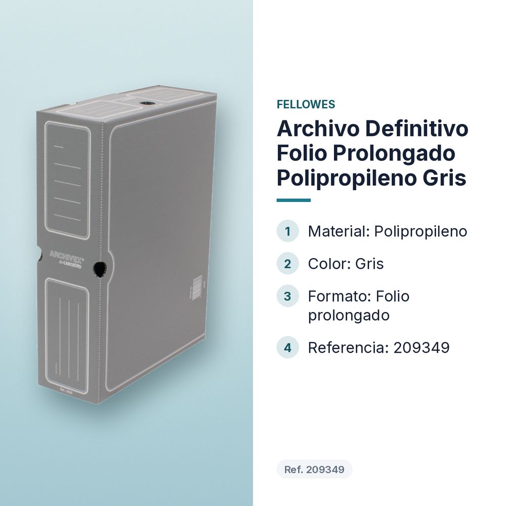 ARCHIVO DEFINITIVO FOLIO PROLONGADO POLIPROPILENO GRIS - características principales