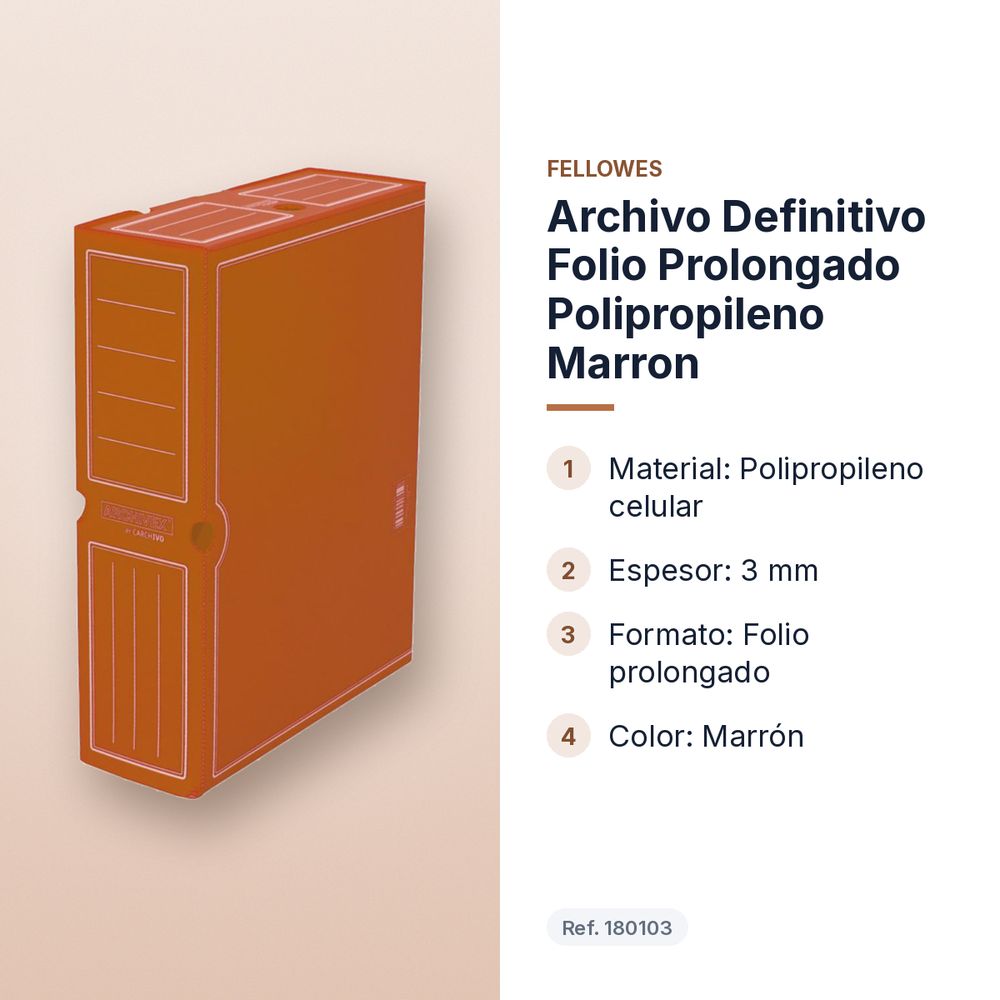 ARCHIVO DEFINITIVO FOLIO PROLONGADO POLIPROPILENO MARRON - características principales