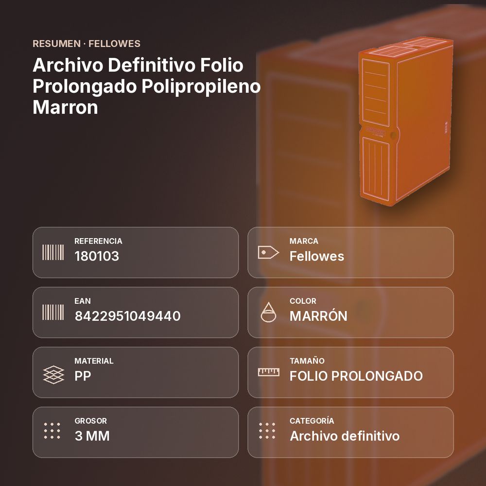 ARCHIVO DEFINITIVO FOLIO PROLONGADO POLIPROPILENO MARRON - resumen de atributos