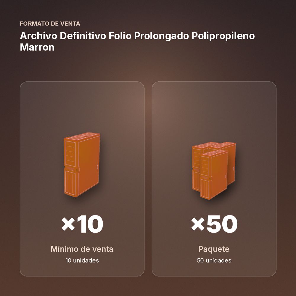 ARCHIVO DEFINITIVO FOLIO PROLONGADO POLIPROPILENO MARRON - formato de venta: paquete de 50
