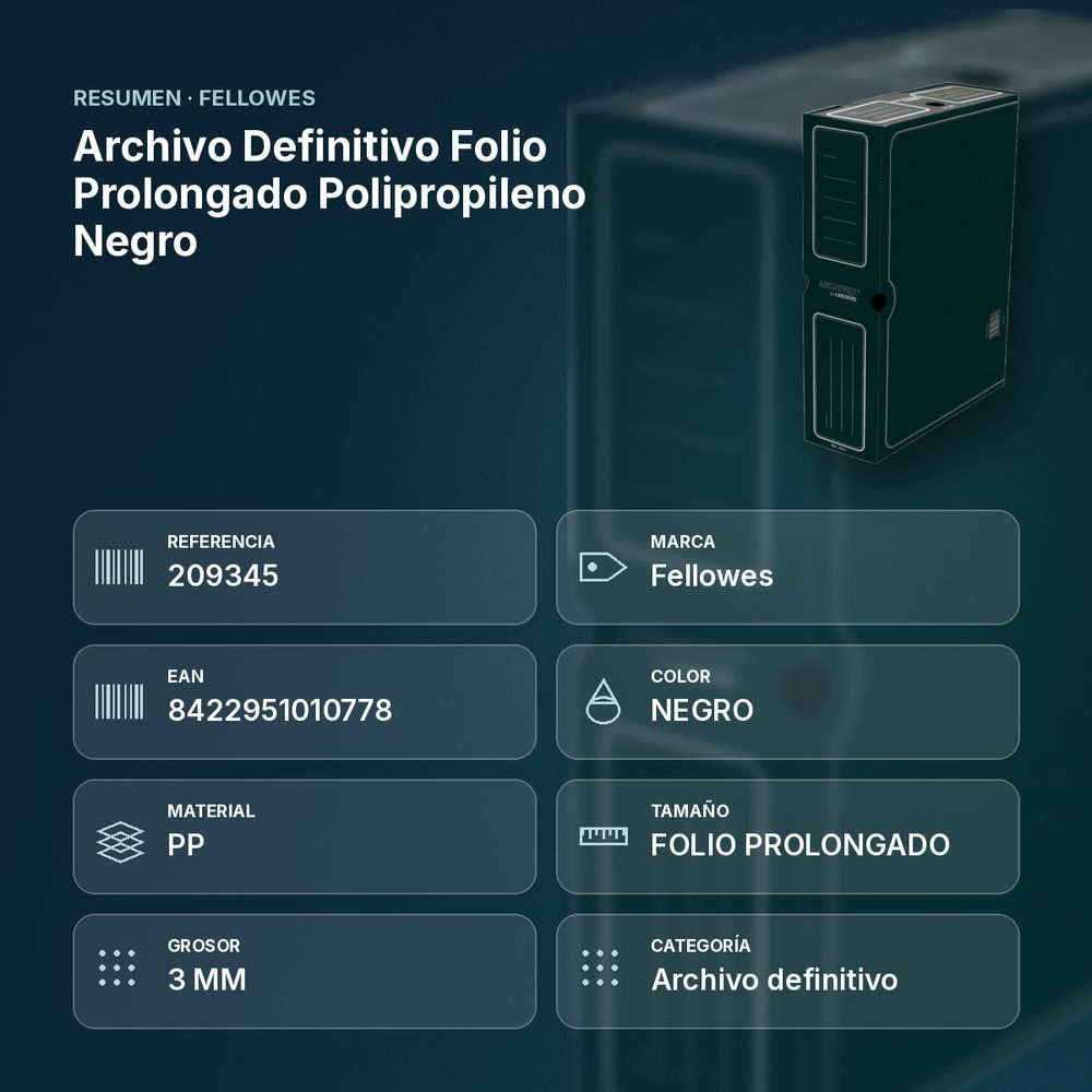 ARCHIVO DEFINITIVO FOLIO PROLONGADO POLIPROPILENO NEGRO - resumen de atributos