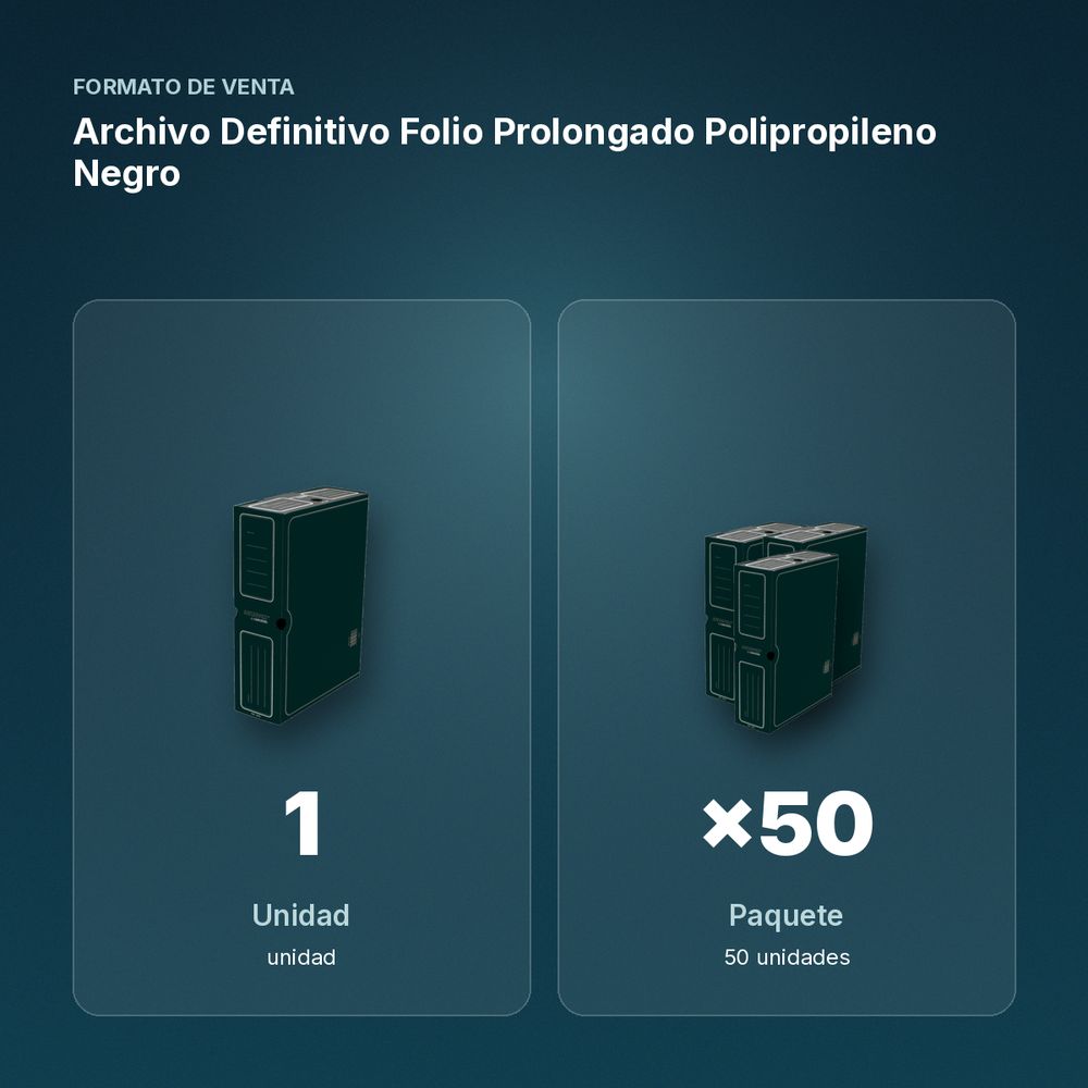 ARCHIVO DEFINITIVO FOLIO PROLONGADO POLIPROPILENO NEGRO - formato de venta: paquete de 50