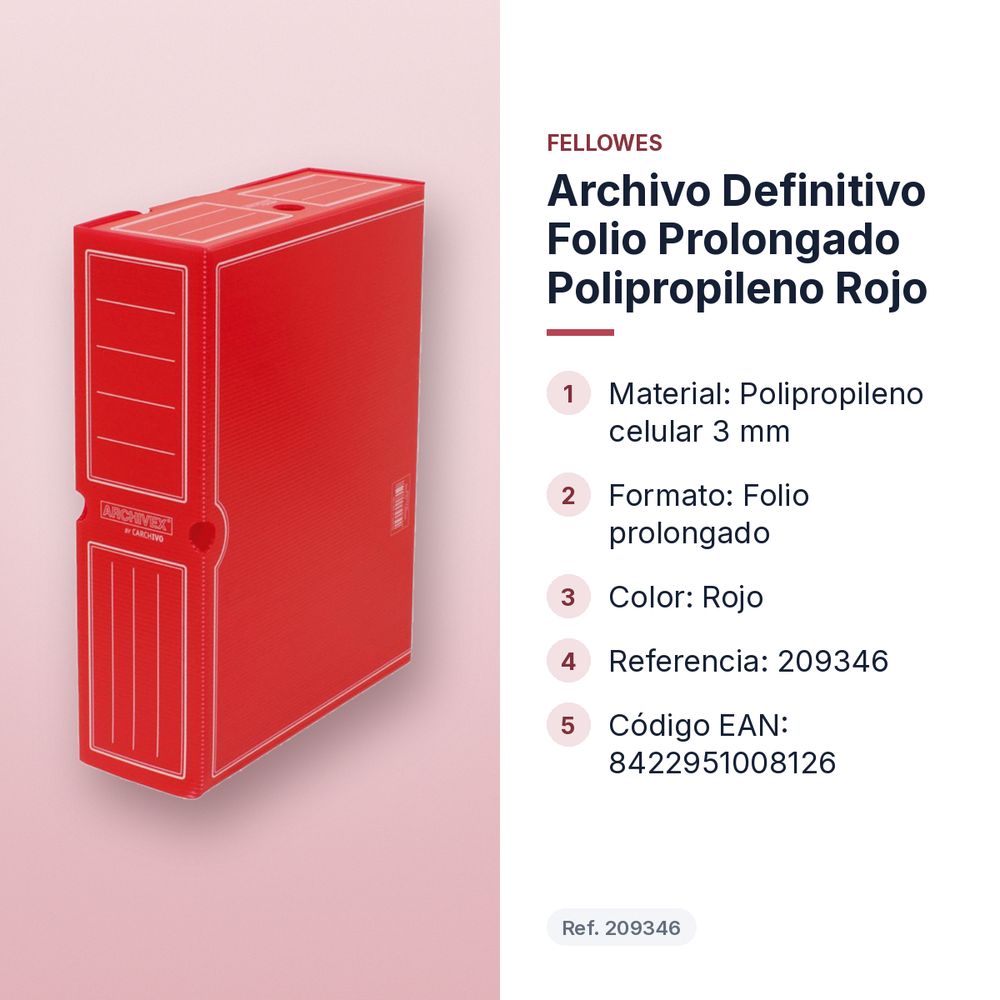 ARCHIVO DEFINITIVO FOLIO PROLONGADO POLIPROPILENO ROJO - características principales