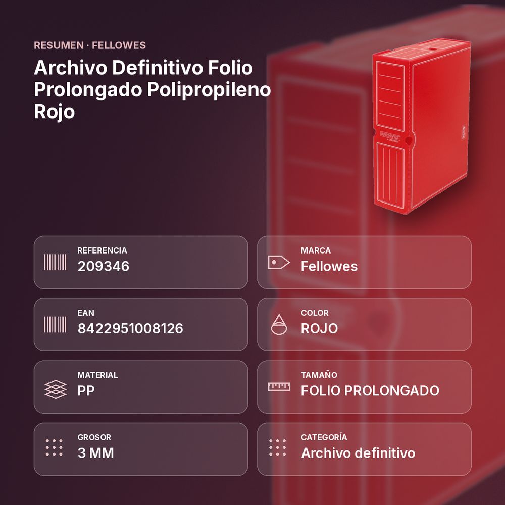ARCHIVO DEFINITIVO FOLIO PROLONGADO POLIPROPILENO ROJO - resumen de atributos