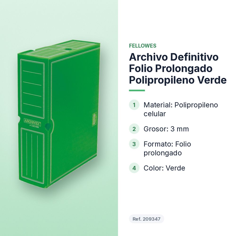 ARCHIVO DEFINITIVO FOLIO PROLONGADO POLIPROPILENO VERDE - características principales