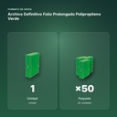 ARCHIVO DEFINITIVO FOLIO PROLONGADO POLIPROPILENO VERDE - formato de venta: paquete de 50