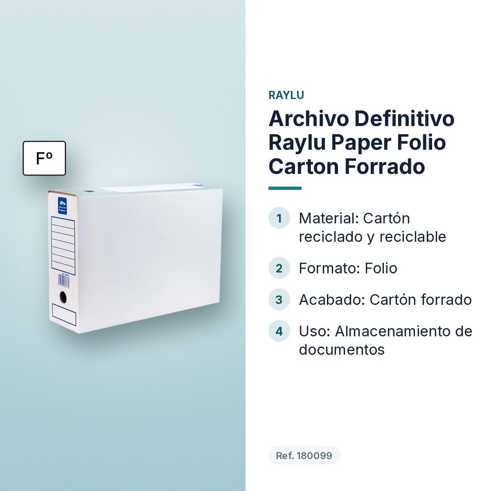 ARCHIVO DEFINITIVO RAYLU PAPER FOLIO CARTON FORRADO - características principales