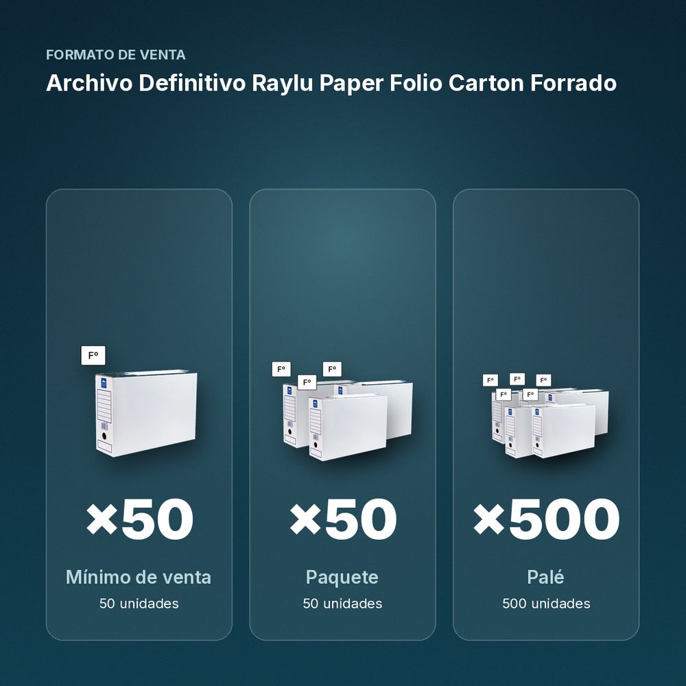 ARCHIVO DEFINITIVO RAYLU PAPER FOLIO CARTON FORRADO - formato de venta: paquete de 50, palé de 500