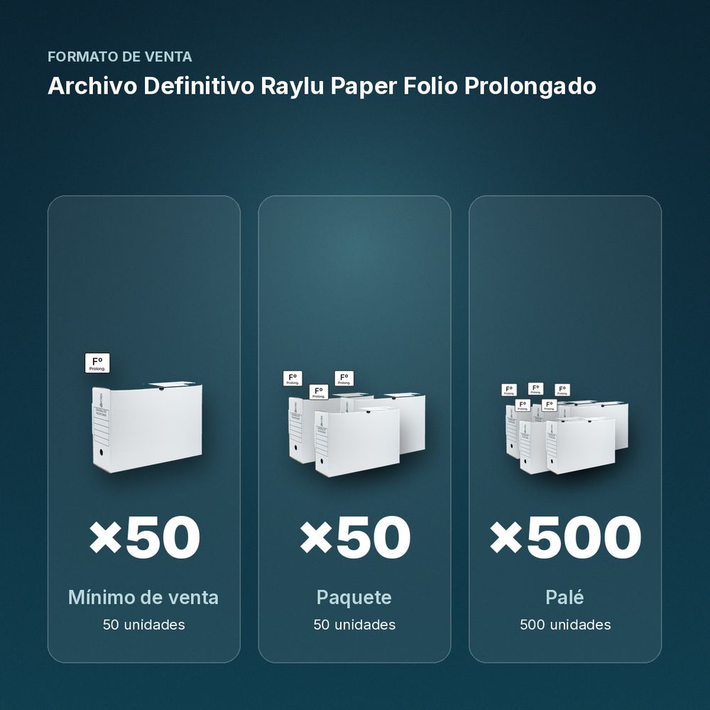 ARCHIVO DEFINITIVO RAYLU PAPER FOLIO PROLONGADO - formato de venta: paquete de 50, palé de 500