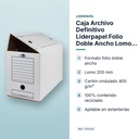 CAJA ARCHIVO DEFINITIVO LIDERPAPEL FOLIO DOBLE ANCHO LOMO 200 MM BLANCA - características principales