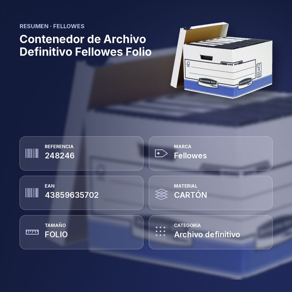 CONTENEDOR DE ARCHIVO DEFINITIVO FELLOWES FOLIO - resumen de atributos