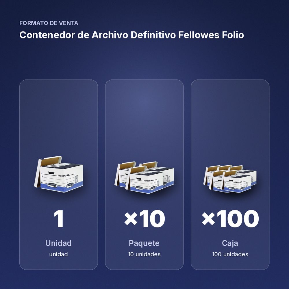 CONTENEDOR DE ARCHIVO DEFINITIVO FELLOWES FOLIO - formato de venta: paquete de 10, caja de 100