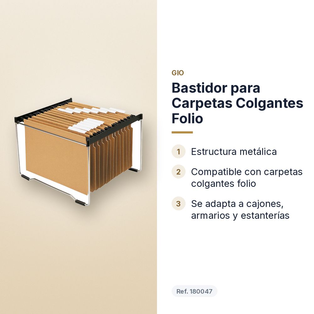BASTIDOR PARA CARPETAS COLGANTES FOLIO - características principales