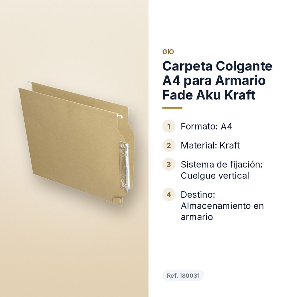 CARPETA COLGANTE A4 PARA ARMARIO FADE AKU KRAFT - características principales