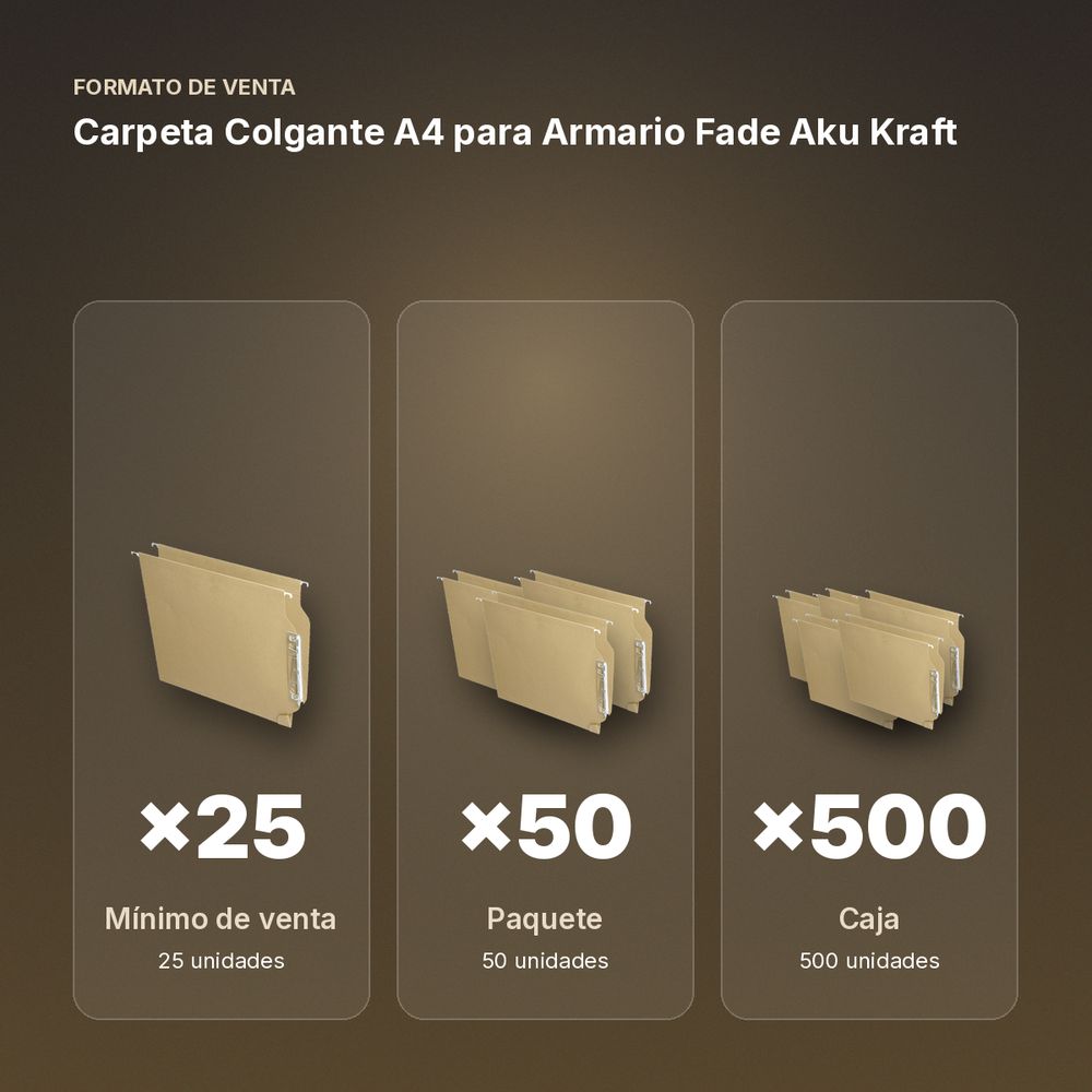 CARPETA COLGANTE A4 PARA ARMARIO FADE AKU KRAFT - formato de venta: paquete de 50, caja de 500