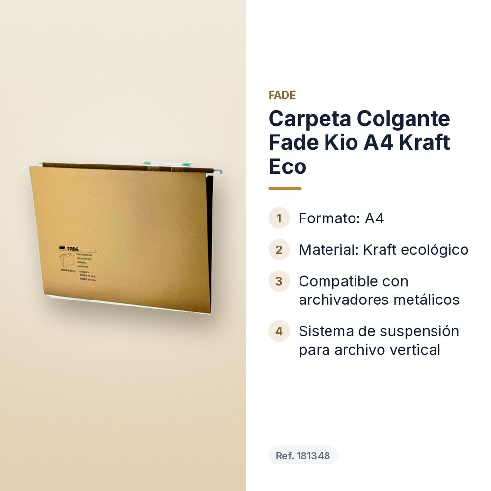 CARPETA COLGANTE FADE KIO A4 KRAFT ECO - características principales