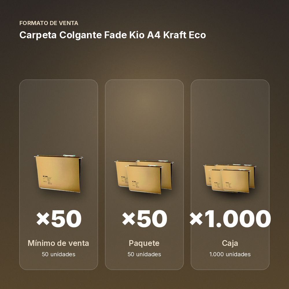 CARPETA COLGANTE FADE KIO A4 KRAFT ECO - formato de venta: paquete de 50, caja de 1000