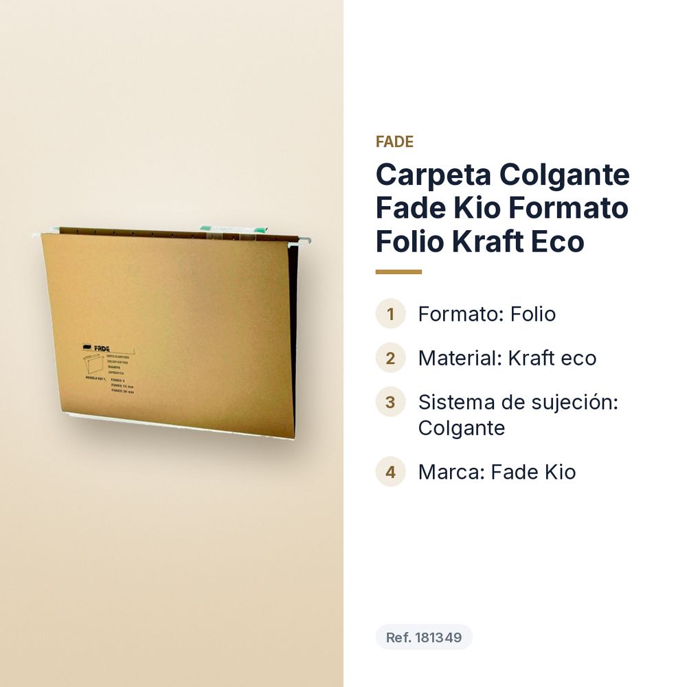 CARPETA COLGANTE FADE KIO FORMATO FOLIO KRAFT ECO - características principales