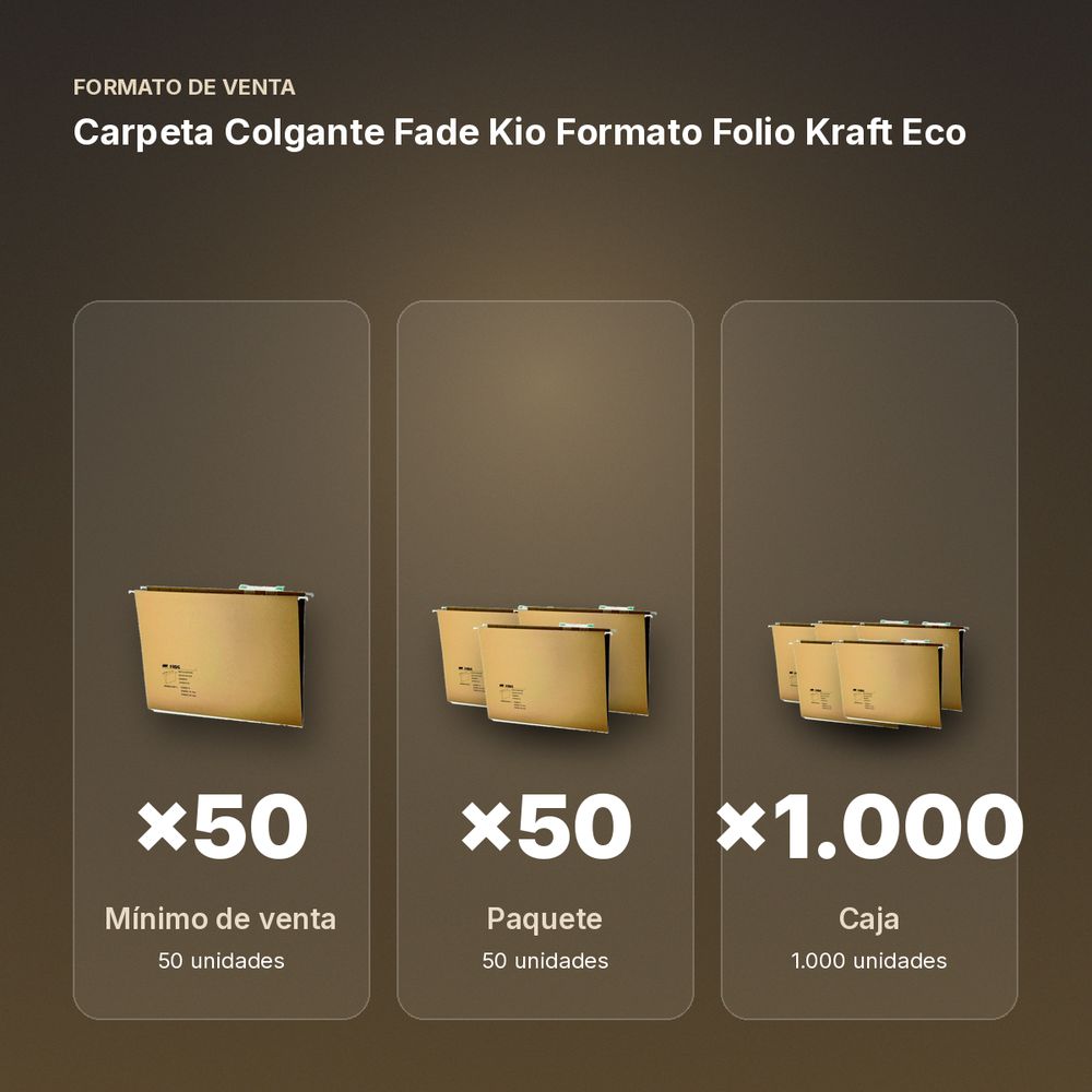 CARPETA COLGANTE FADE KIO FORMATO FOLIO KRAFT ECO - formato de venta: paquete de 50, caja de 1000