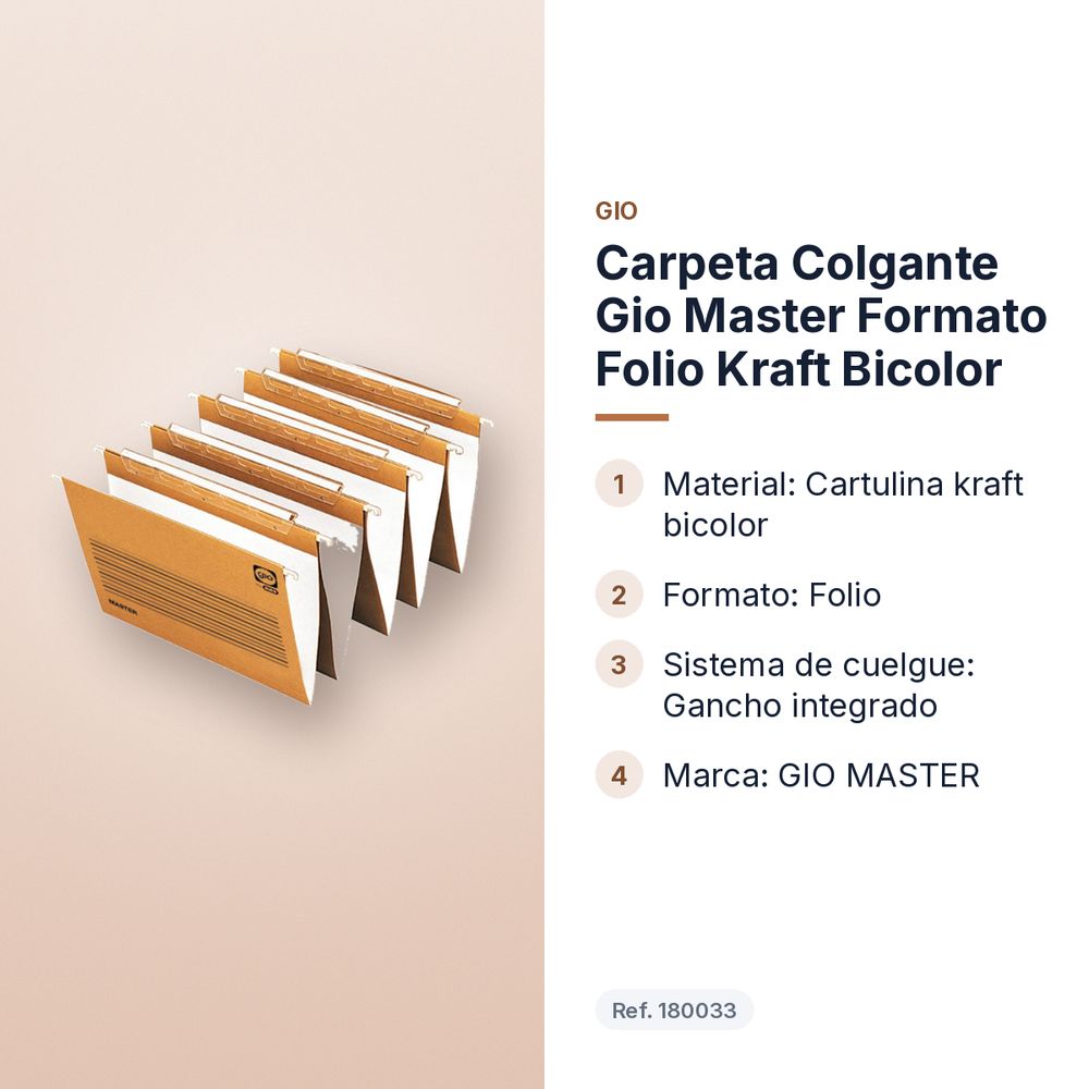 CARPETA COLGANTE GIO MASTER FORMATO FOLIO KRAFT BICOLOR - características principales