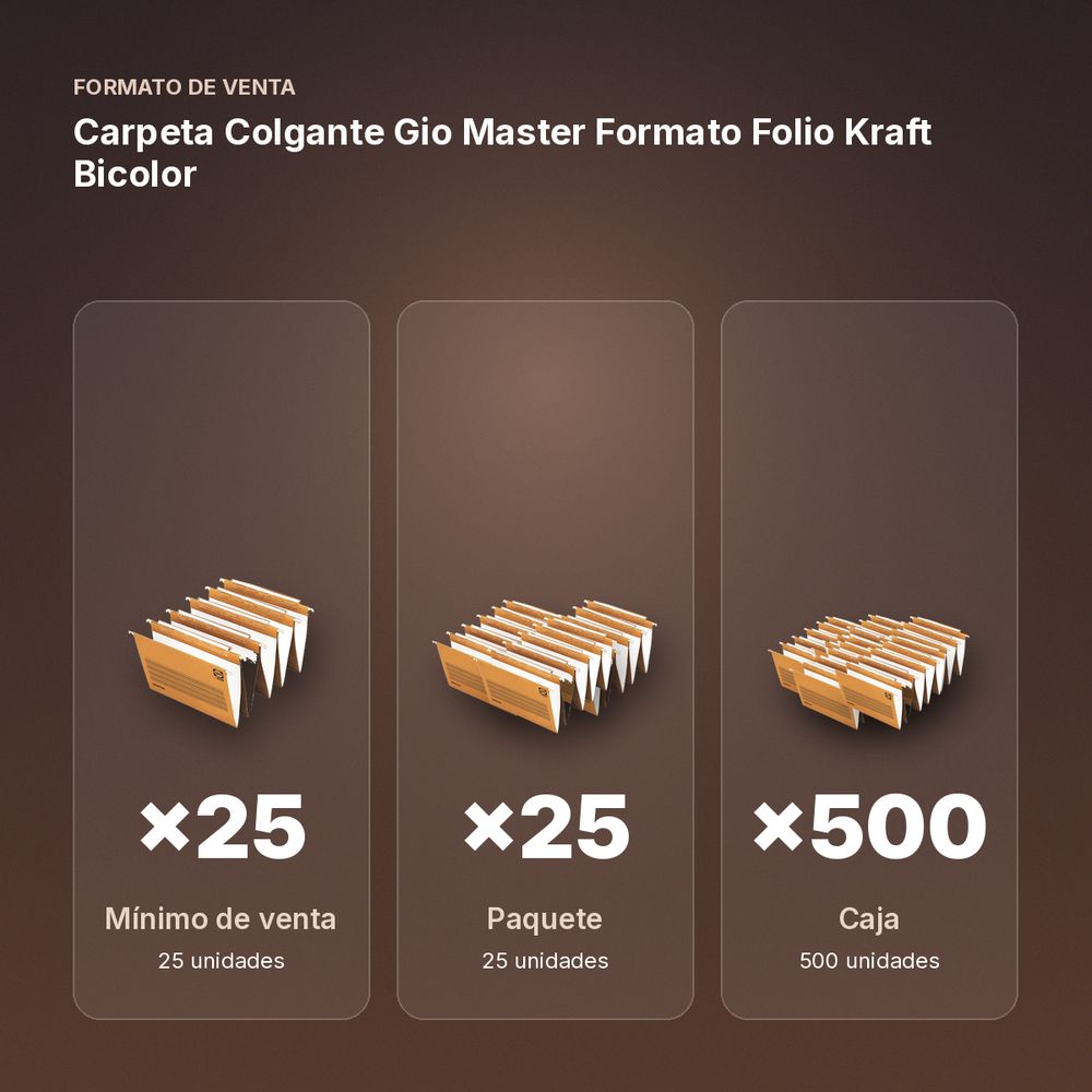 CARPETA COLGANTE GIO MASTER FORMATO FOLIO KRAFT BICOLOR - formato de venta: paquete de 25, caja de 500