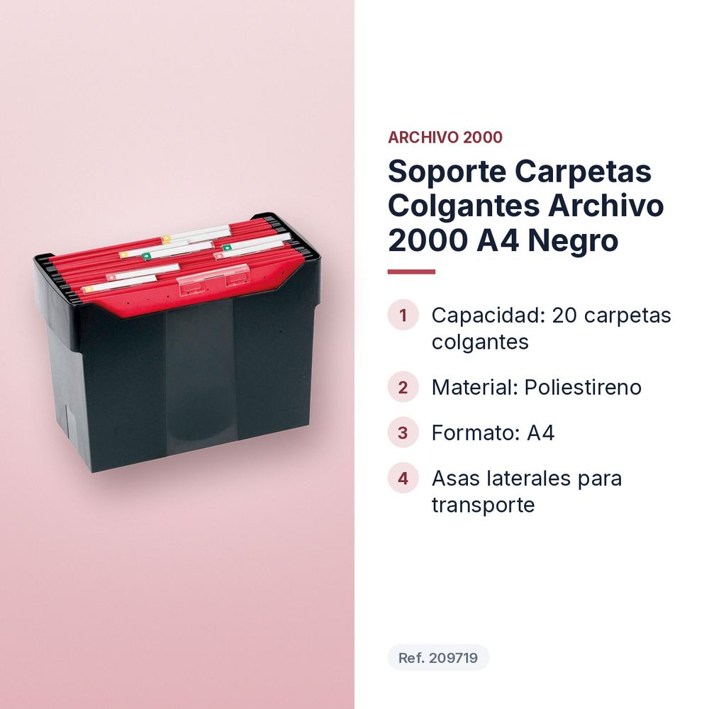 SOPORTE CARPETAS COLGANTES ARCHIVO 2000 A4 NEGRO - características principales