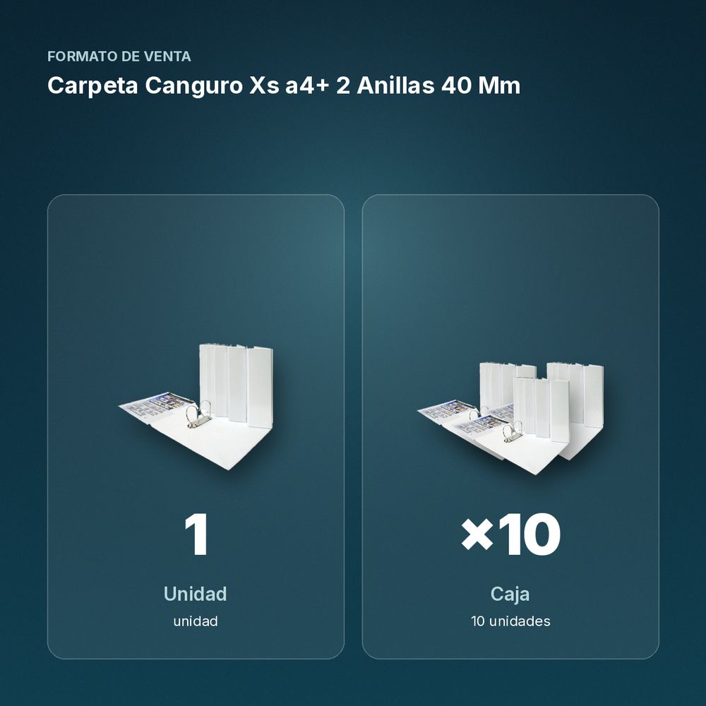 CARPETA CANGURO XS A4+ 2 ANILLAS 40 MM - formato de venta: caja de 10