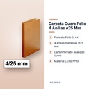 CARPETA CUERO FOLIO 4 ANILLAS Ø25 MM  - características principales