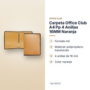 CARPETA OFFICE CLUB A4 PP 4 ANILLAS 16MM NARANJA - características principales