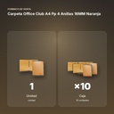 CARPETA OFFICE CLUB A4 PP 4 ANILLAS 16MM NARANJA - formato de venta: caja de 10