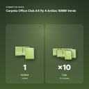CARPETA OFFICE CLUB A4 PP 4 ANILLAS 16MM VERDE - formato de venta: caja de 10