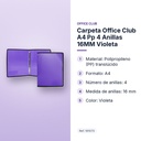 CARPETA OFFICE CLUB A4 PP 4 ANILLAS 16MM VIOLETA - características principales