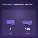 CARPETA OFFICE CLUB A4 PP 4 ANILLAS 16MM VIOLETA - formato de venta: caja de 10