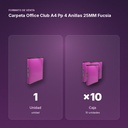 CARPETA OFFICE CLUB A4 PP 4 ANILLAS 25MM FUCSIA - formato de venta: caja de 10