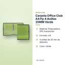 CARPETA OFFICE CLUB A4 PP 4 ANILLAS 25MM VERDE - características principales
