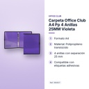 CARPETA OFFICE CLUB A4 PP 4 ANILLAS 25MM VIOLETA - características principales