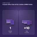 CARPETA OFFICE CLUB A4 PP 4 ANILLAS 25MM VIOLETA - formato de venta: caja de 10
