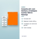 CARPETA A4+ CON GOMAS Y 3 SOLAPAS CARTÓN 400 G NARANJA  - características principales
