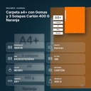CARPETA A4+ CON GOMAS Y 3 SOLAPAS CARTÓN 400 G NARANJA  - resumen de atributos