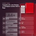 CARPETA A4+ CON GOMAS Y 3 SOLAPAS CARTÓN 400 G ROJO  - resumen de atributos