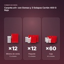 CARPETA A4+ CON GOMAS Y 3 SOLAPAS CARTÓN 400 G ROJO  - formato de venta: paquete de 12, caja de 60