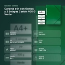 CARPETA A4+ CON GOMAS Y 3 SOLAPAS CARTÓN 400 G VERDE  - resumen de atributos