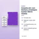 CARPETA A4+ CON GOMAS Y 3 SOLAPAS CARTÓN 400 G VIOLETA - características principales