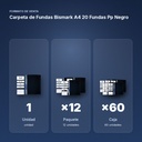 CARPETA DE FUNDAS BISMARK A4 20 FUNDAS PP NEGRO - formato de venta: paquete de 12, caja de 60