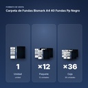CARPETA DE FUNDAS BISMARK A4 40 FUNDAS PP NEGRO - formato de venta: paquete de 12, caja de 36