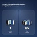 CARPETA CLASIFICADORA A4 ACORDEÓN 12 COMPARTIMENTOS - formato de venta: caja de 5
