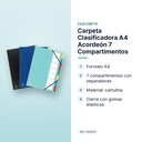 CARPETA CLASIFICADORA A4 ACORDEÓN 7 COMPARTIMENTOS - características principales