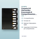 CARPETA A4 HARMONIKA EXACOMPTA 9 COMPARTIMENTOS NEGRA - características principales