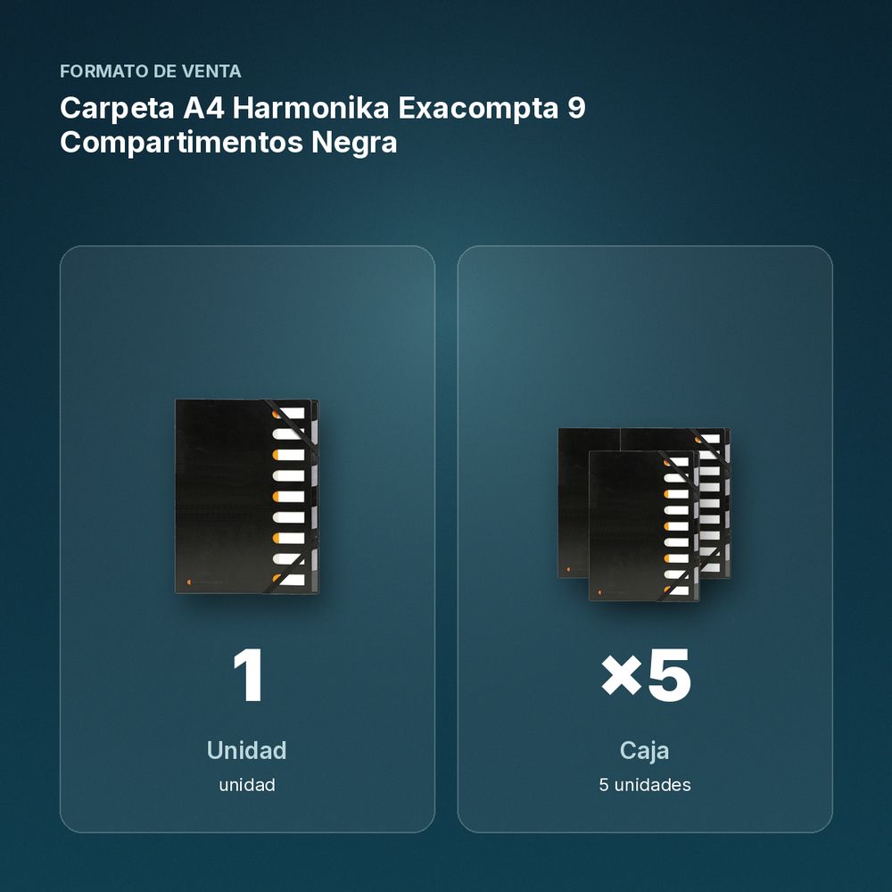 CARPETA A4 HARMONIKA EXACOMPTA 9 COMPARTIMENTOS NEGRA - formato de venta: caja de 5